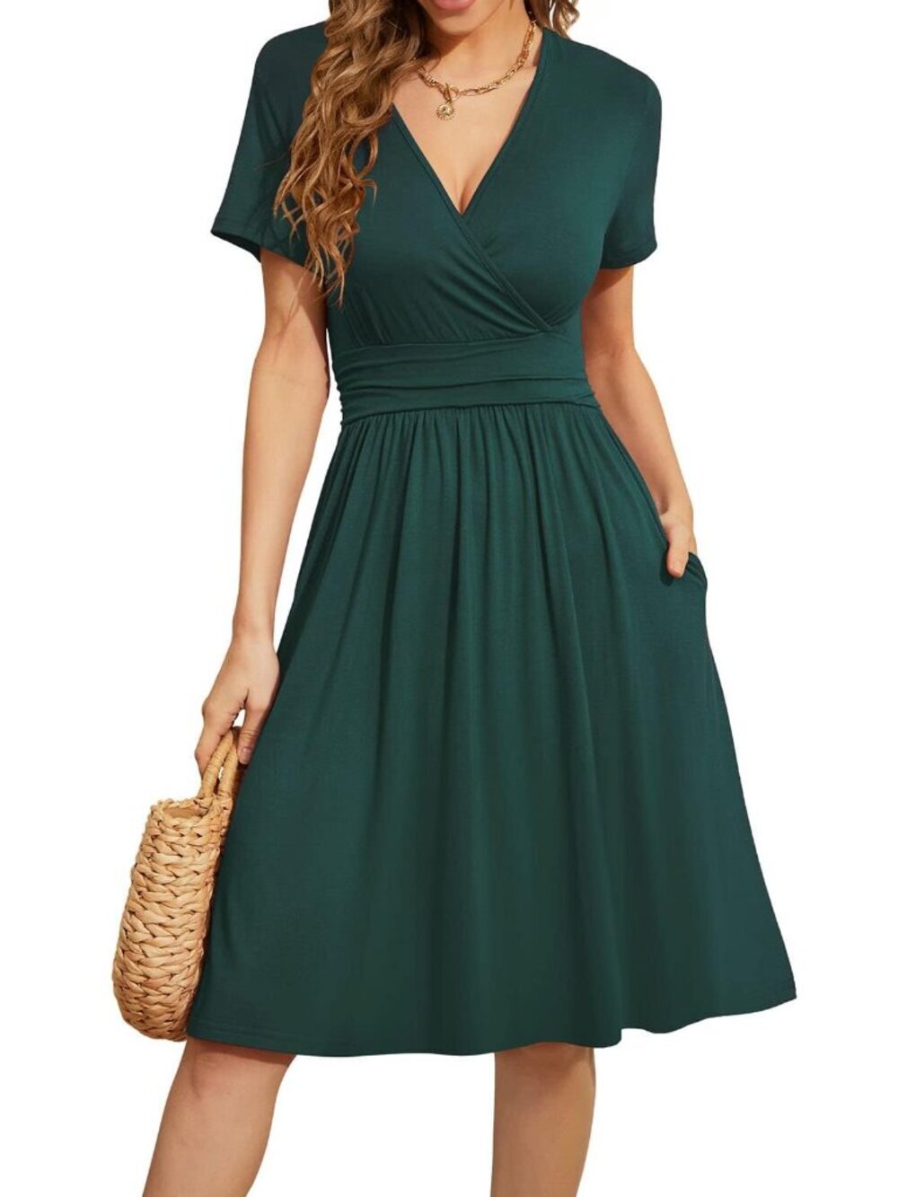 🆕 Women's Summer Short Sleeve Casual Dresses V-Neck Floral Party Dress with